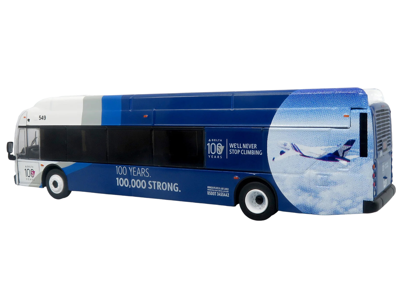 New Flyer Xcelsior XN40 Transit Bus "Delta Air Lines 100th Anniversary" Blue and White with Graphics "The Bus & Motorcoach Collection" Limited Edition 1/87 (HO) Scale Diecast Model by Iconic Replicas - image 3