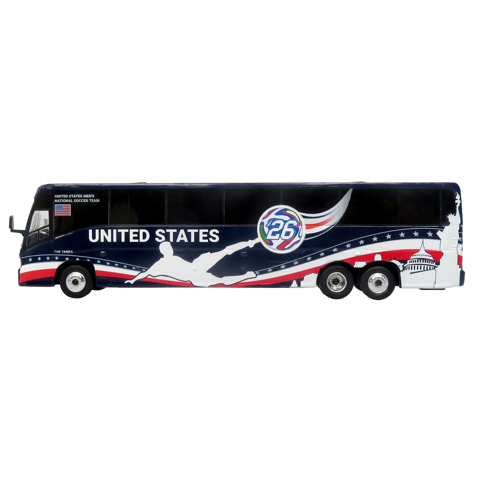 MCI J4500 Coach Bus "United States National Soccer Team" Dark Blue with Graphics "International Federation of the Global Game" Series Limited Edition to 504 pieces Worldwide 1/87 (HO) Diecast Model by Iconic Replicas - image 2