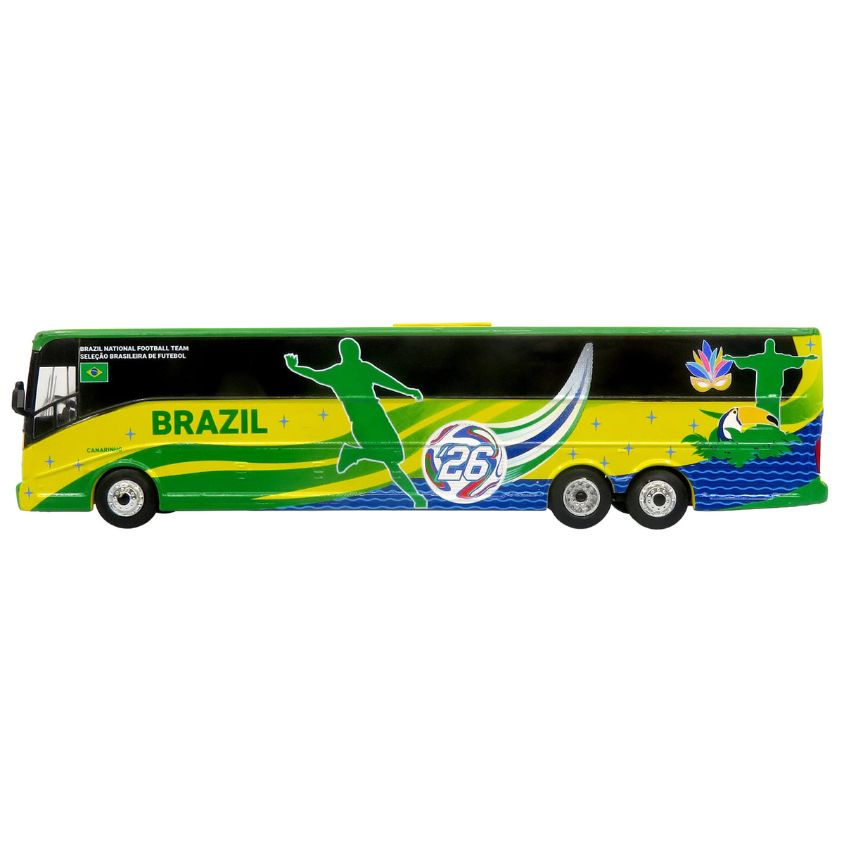 Van Hool CX-45 Coach Bus "Brazil National Football Team" Yellow and Green with Graphics "International Federation of the Global Game" Series Limited Edition to 504 pieces Worldwide 1/87 (HO) Diecast Model by Iconic Replicas - image 2