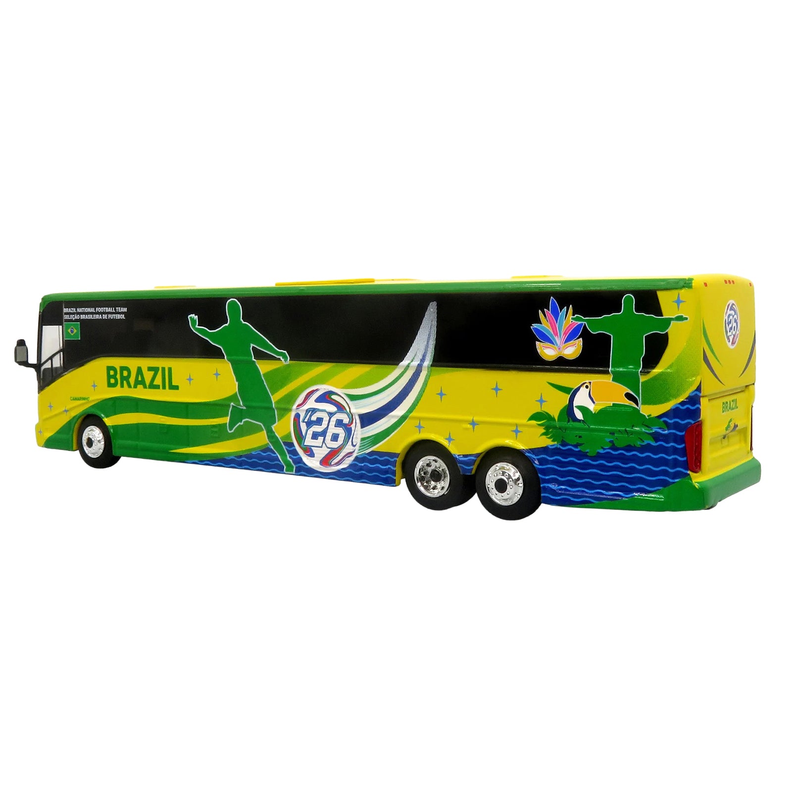 Van Hool CX-45 Coach Bus "Brazil National Football Team" Yellow and Green with Graphics "International Federation of the Global Game" Series Limited Edition to 504 pieces Worldwide 1/87 (HO) Diecast Model by Iconic Replicas - image 3