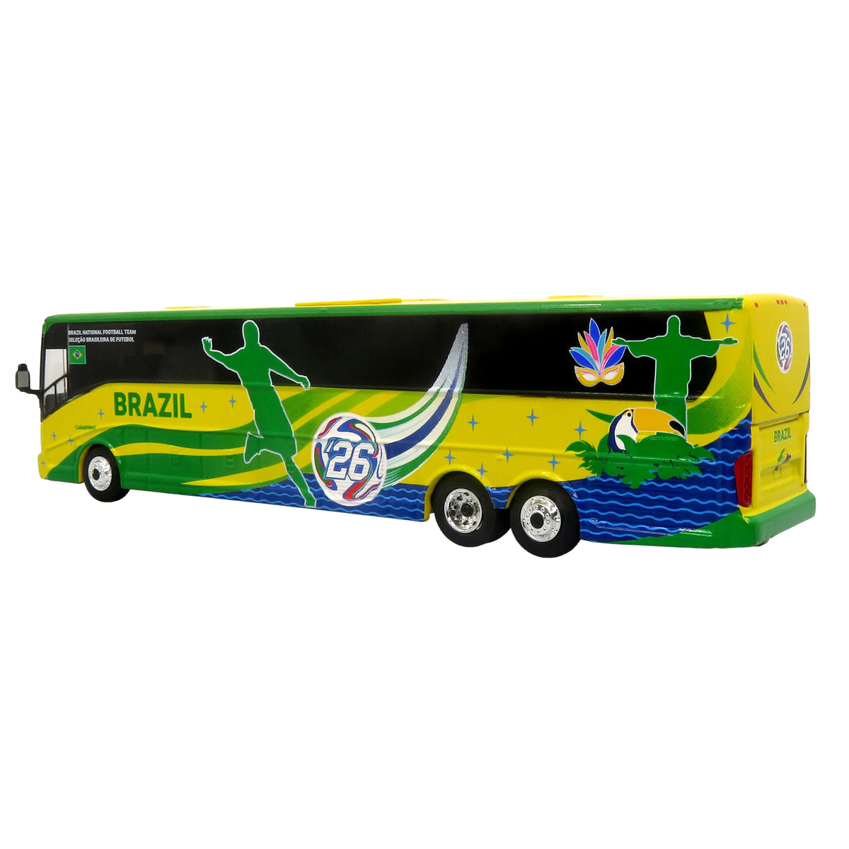 Van Hool CX-45 Coach Bus "Brazil National Football Team" Yellow and Green with Graphics "International Federation of the Global Game" Series Limited Edition to 504 pieces Worldwide 1/87 (HO) Diecast Model by Iconic Replicas - image 3