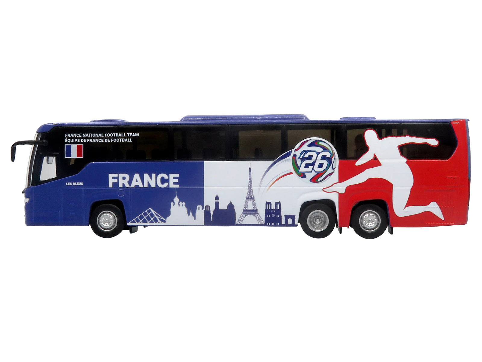 Scania Touring HD Coach Bus "France National Football Team" Blue with Graphics "International Federation of the Global Game" Series Limited Edition to 504 pieces Worldwide 1/87 (HO) Diecast Model by Iconic Replicas - image 2