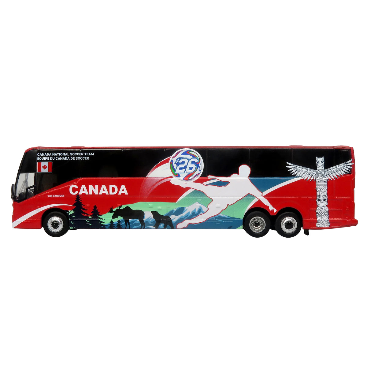 Prevost H3-45 Coach Bus "Canada National Soccer Team" Red with Graphics "International Federation of the Global Game" Series Limited Edition to 504 pieces Worldwide 1/87 (HO) Diecast Model by Iconic Replicas - image 2