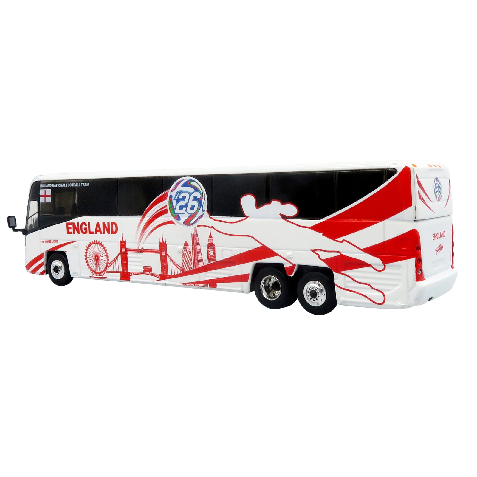 MCI D4520 Coach Bus "England National Football Team" White with Graphics "International Federation of the Global Game" Series Limited Edition to 504 pieces Worldwide 1/87 (HO) Diecast Model by Iconic Replicas - image 3