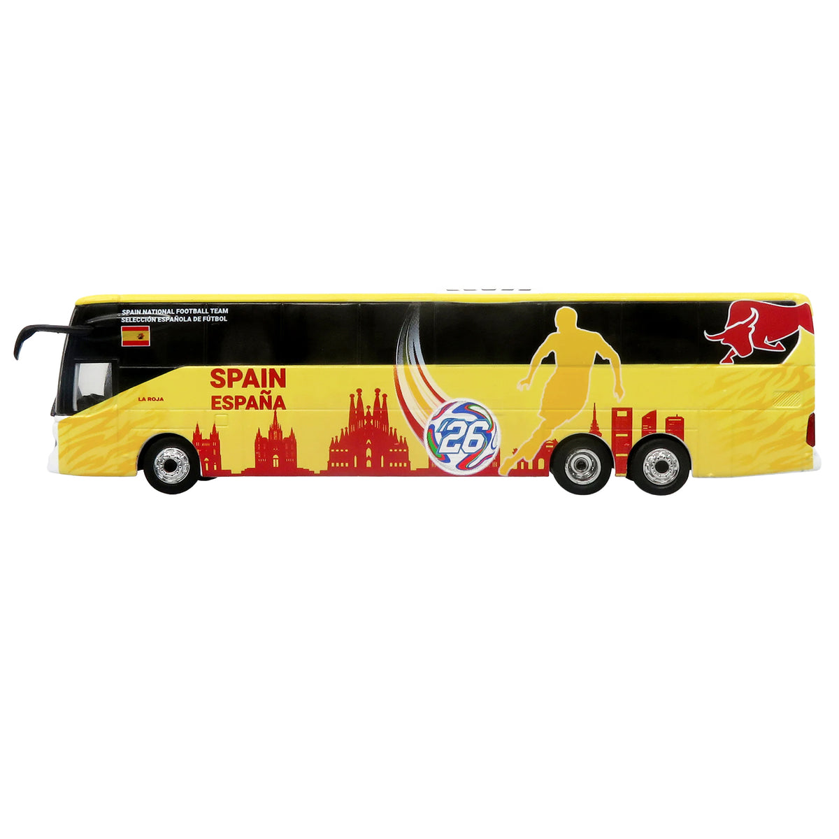 Daimler Tourrider Coach Bus "Spain National Football Team" Yellow with Graphics "International Federation of the Global Game" Series Limited Edition to 504 pieces Worldwide 1/87 (HO) Diecast Model by Iconic Replicas - image 2