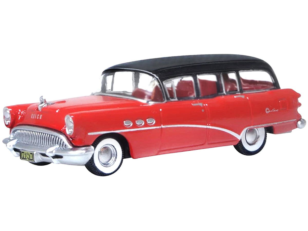 1954 Buick Century Estate Wagon Matador Red and Carlsbad Black with Red Interior 1/87 (HO) Scale Diecast Model Car by Oxford Diecast - image 2