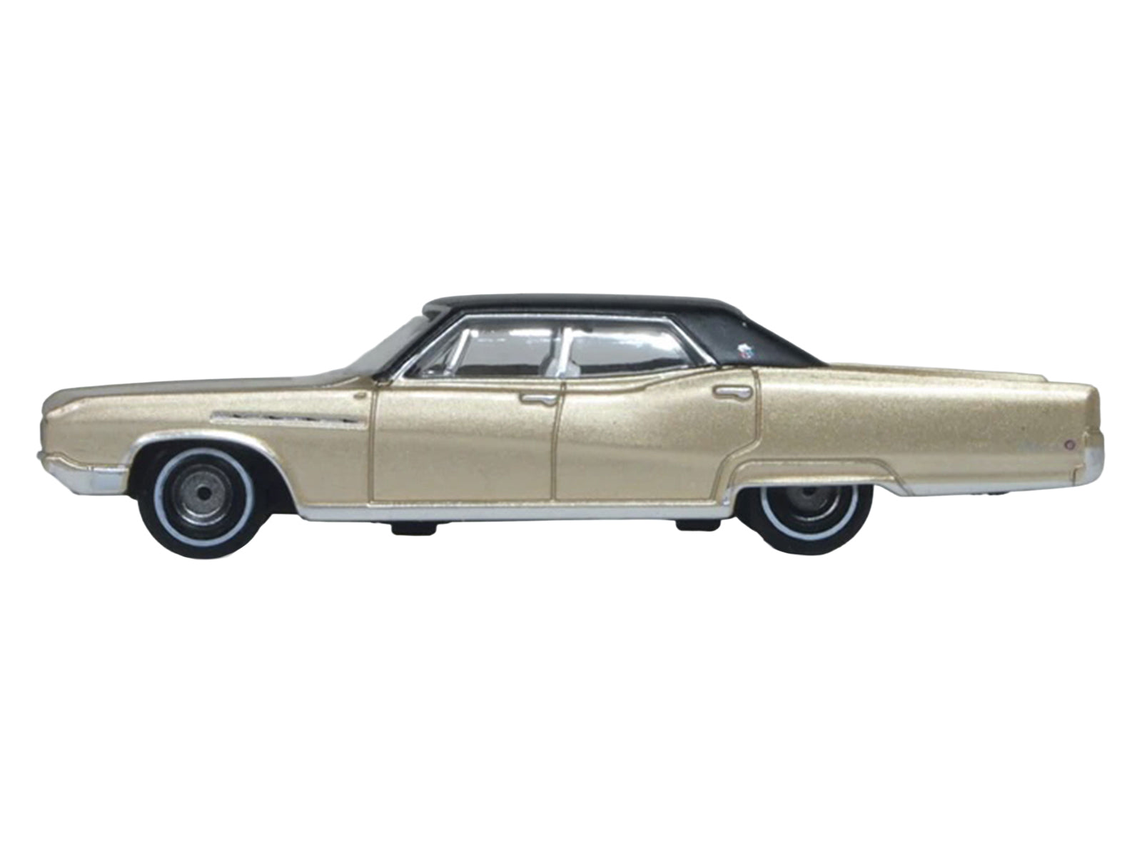 1968 Buick Electra 225 Ivory Gold Metallic with Black Top and White Interior 1/87 (HO) Scale Diecast Model Car by Oxford Diecast