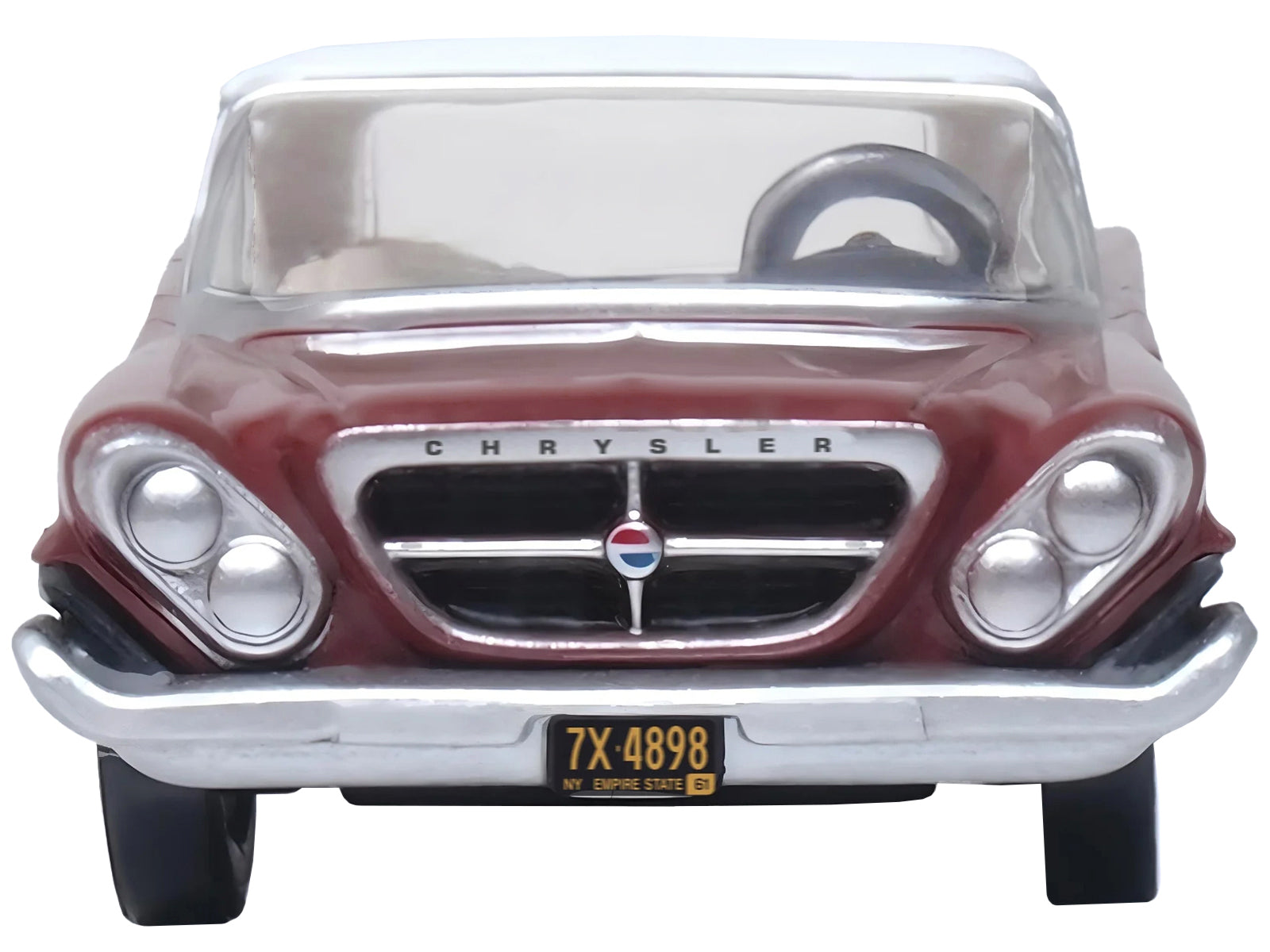 1961 Chrysler 300 Convertible (Closed Top) Cinnamon Brown Metallic with White Top 1/87 (HO) Scale Diecast Model Car by Oxford Diecast - image 3