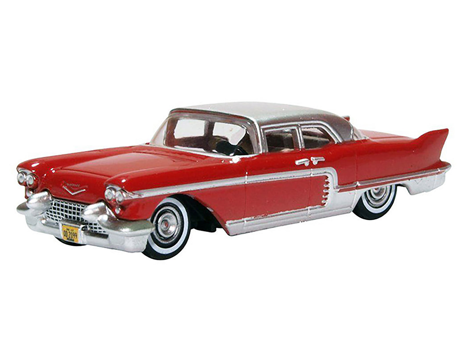 1957 Cadillac Eldorado Brougham Dakota Red with Silver Metallic Top 1/87 (HO) Scale Diecast Model Car by Oxford Diecast - image 2