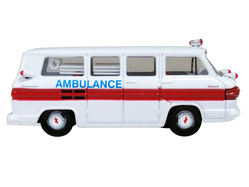 1962 Chevrolet Corvair Greenbrier AmbleWagon Ambulance White with Red Stripes 1/87 (HO) Scale Diecast Model Car by Oxford Diecast - image 3