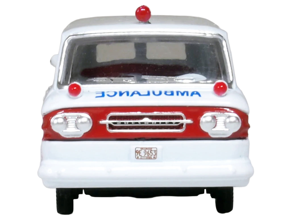 1962 Chevrolet Corvair Greenbrier AmbleWagon Ambulance White with Red Stripes 1/87 (HO) Scale Diecast Model Car by Oxford Diecast - image 4