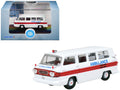 1962 Chevrolet Corvair Greenbrier AmbleWagon Ambulance White with Red Stripes 1/87 (HO) Scale Diecast Model Car by Oxford Diecast