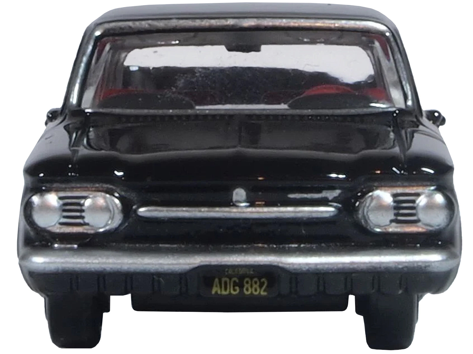 1963 Chevrolet Corvair Coupe Tuxedo Black with Red Interior  1/87 (HO) Scale Diecast Model Car by Oxford Diecast - image 3