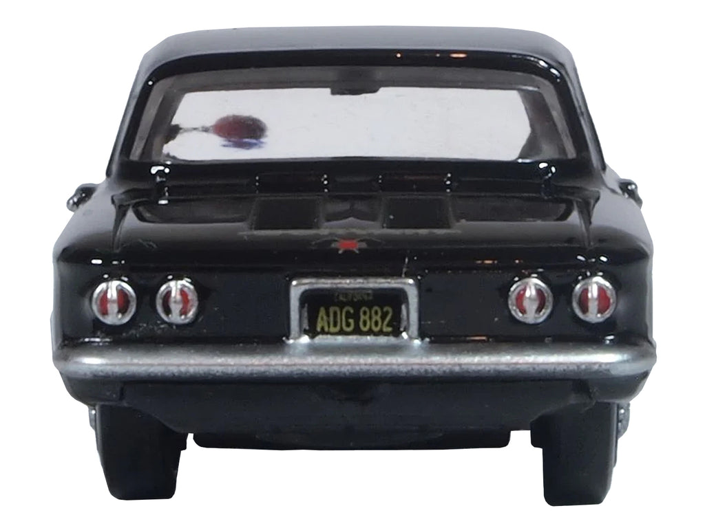 1963 Chevrolet Corvair Coupe Tuxedo Black with Red Interior  1/87 (HO) Scale Diecast Model Car by Oxford Diecast - image 4