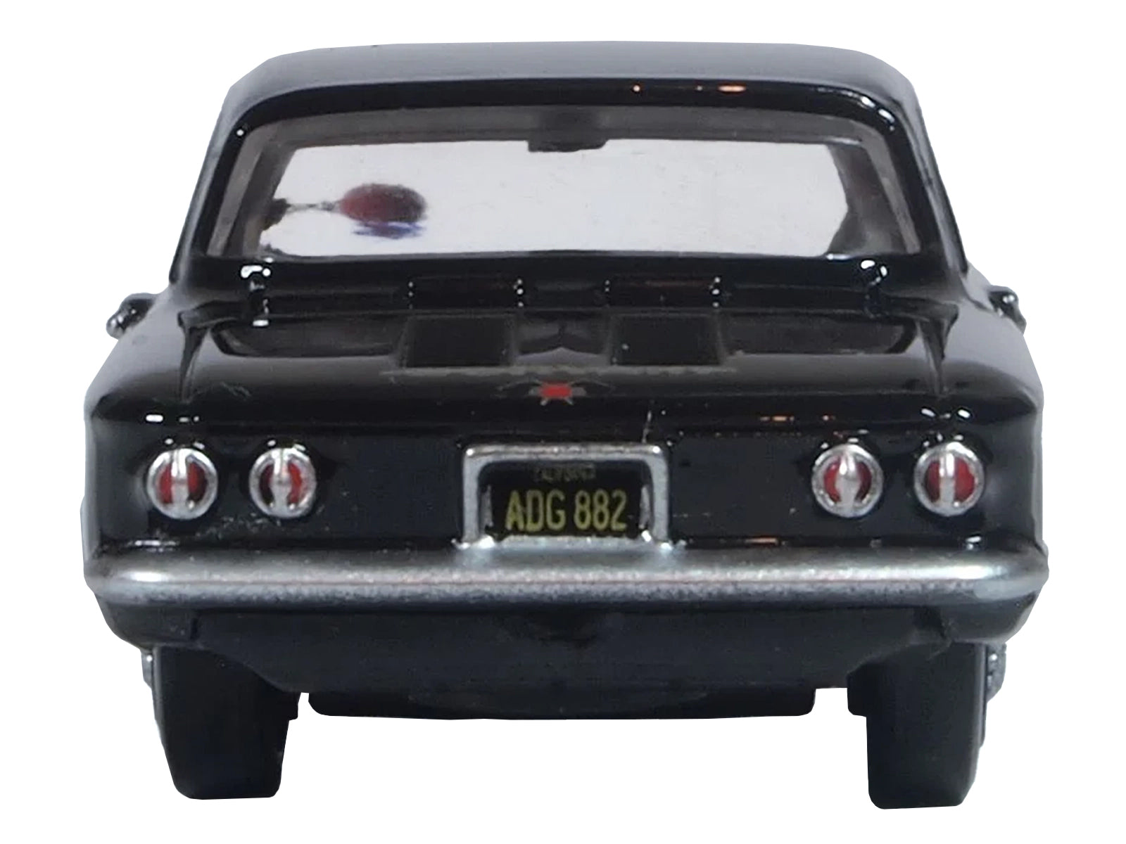 1963 Chevrolet Corvair Coupe Tuxedo Black with Red Interior  1/87 (HO) Scale Diecast Model Car by Oxford Diecast - image 4
