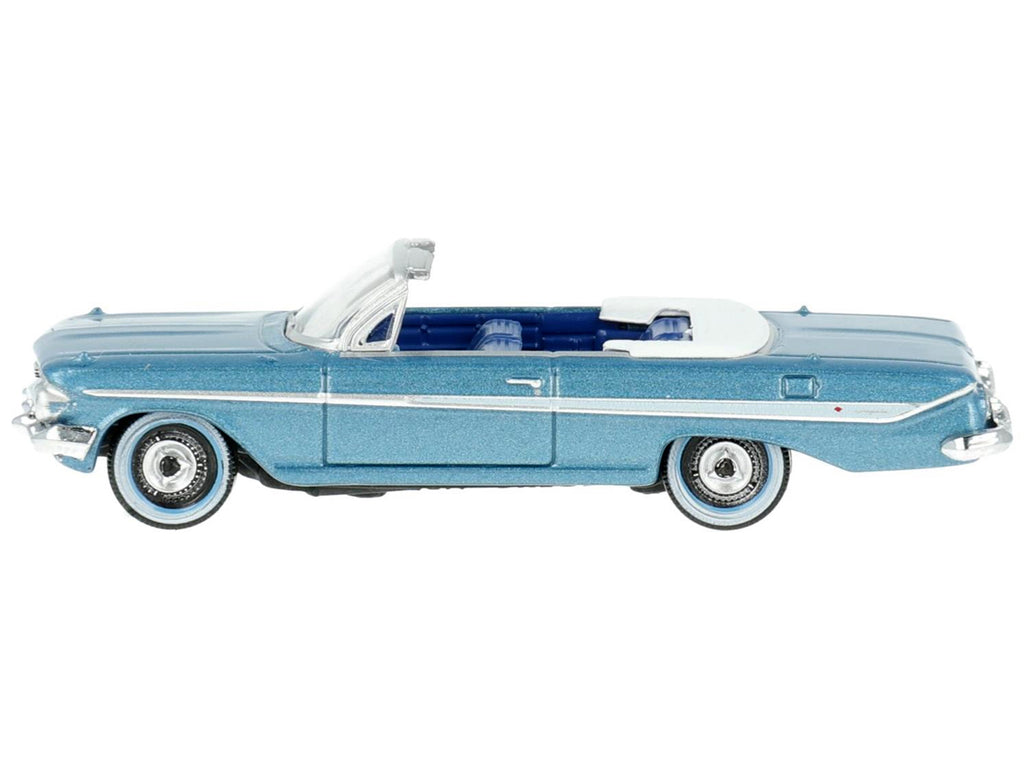 1961 Chevrolet Impala Convertible Jewel Blue Metallic and White with Blue Interior 1/87 (HO) Scale Diecast Model Car by Oxford Diecast - image 2
