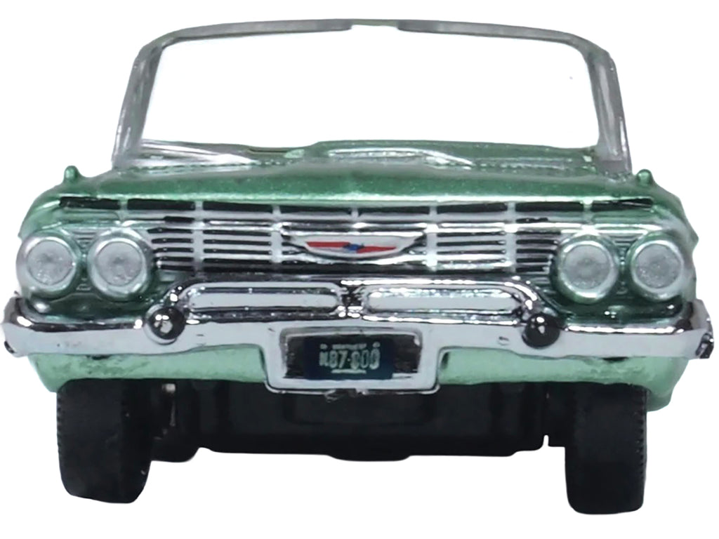 1961 Chevrolet Impala Convertible Arbor Green Metallic with Green Interior 1/87 (HO) Scale Diecast Model Car by Oxford Diecast - image 3