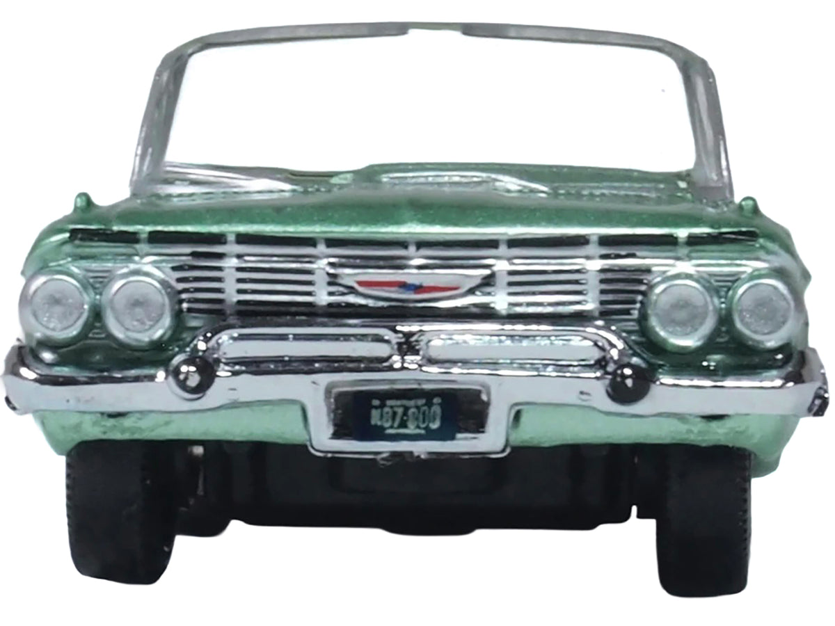 1961 Chevrolet Impala Convertible Arbor Green Metallic with Green Interior 1/87 (HO) Scale Diecast Model Car by Oxford Diecast - image 3