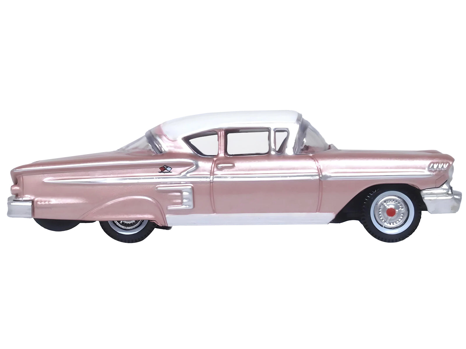 1958 Chevrolet Impala Sport Cay Coral Pink Metallic with White Top 1/87 (HO) Scale Diecast Model Car by Oxford Diecast - image 2