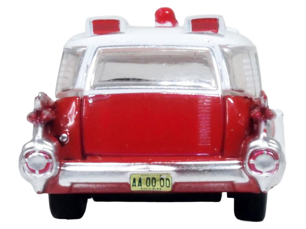 1959 Cadillac Miller-Meteor Ambulance Red and White 1/100 Scale Diecast Model Car by Oxford Diecast - image 5