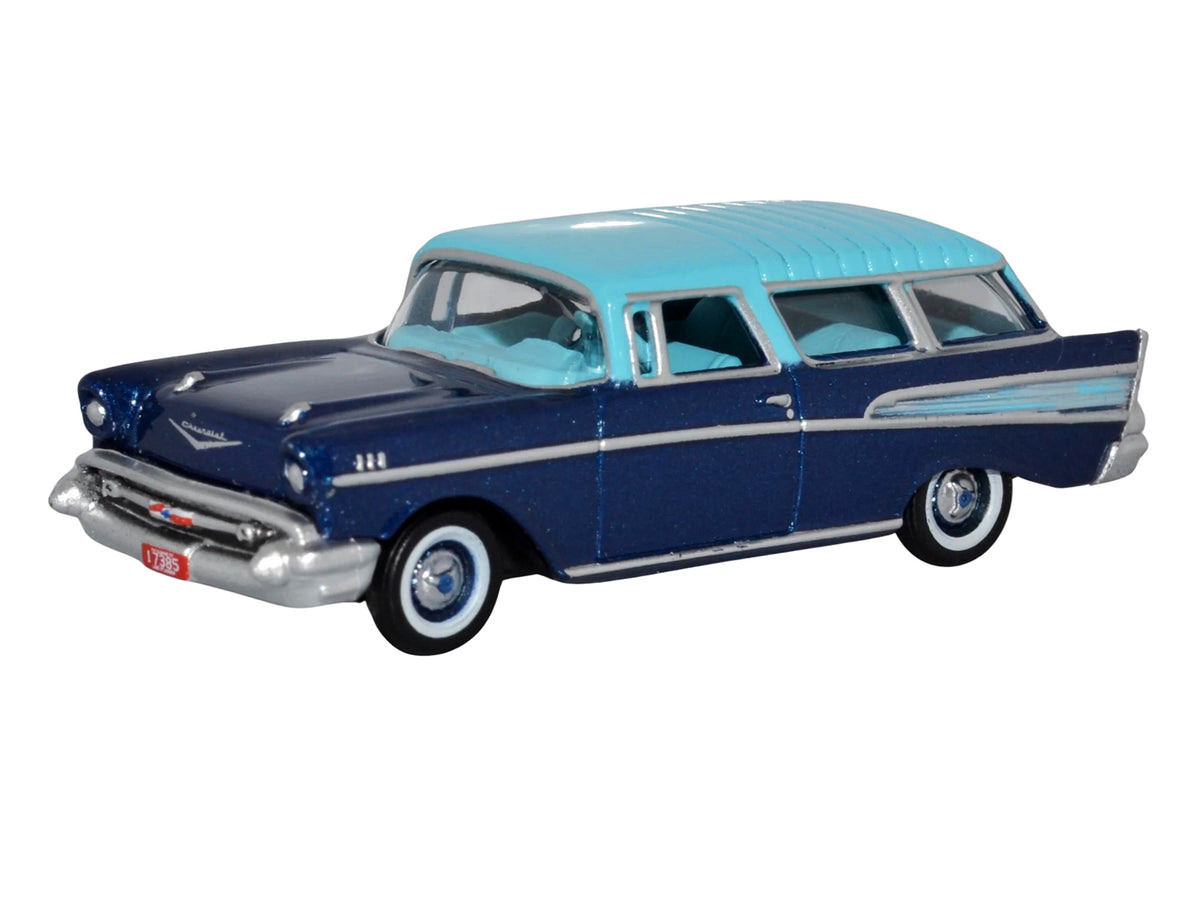 1957 Chevrolet Nomad Larkspur Blue with Harbor Blue Top 1/87 (HO) Scale Diecast Model Car by Oxford Diecast - image 2