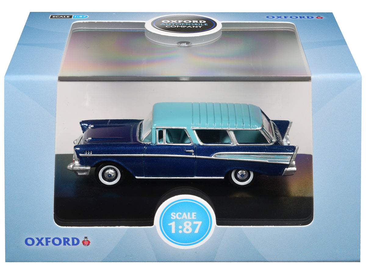1957 Chevrolet Nomad Larkspur Blue with Harbor Blue Top 1/87 (HO) Scale Diecast Model Car by Oxford Diecast - image 3