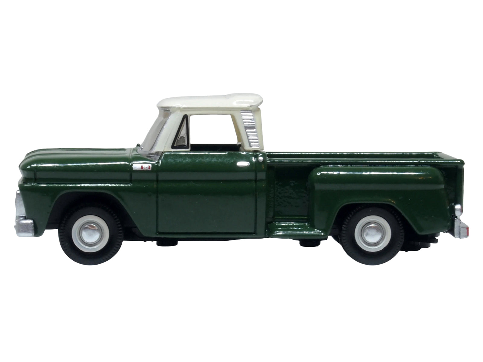 1965 Chevrolet C10 Stepside Pickup Truck Dark Green with Ivory Top 1/87 (HO) Scale Diecast Model Car by Oxford Diecast - image 2