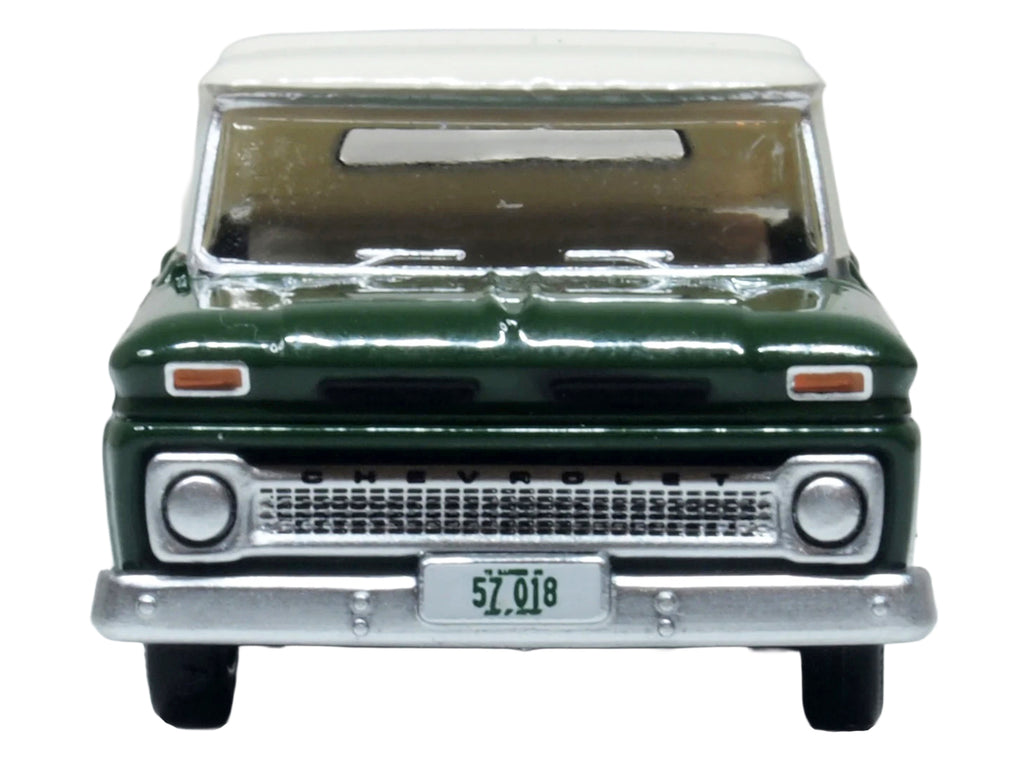 1965 Chevrolet C10 Stepside Pickup Truck Dark Green with Ivory Top 1/87 (HO) Scale Diecast Model Car by Oxford Diecast - image 4