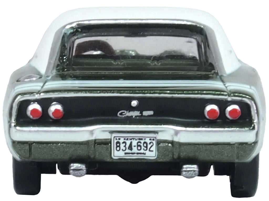 1968 Dodge Charger Racing Green Metallic with White Top and Tail Stripe 1/87 (HO) Scale Diecast Model Car by Oxford Diecast - image 3