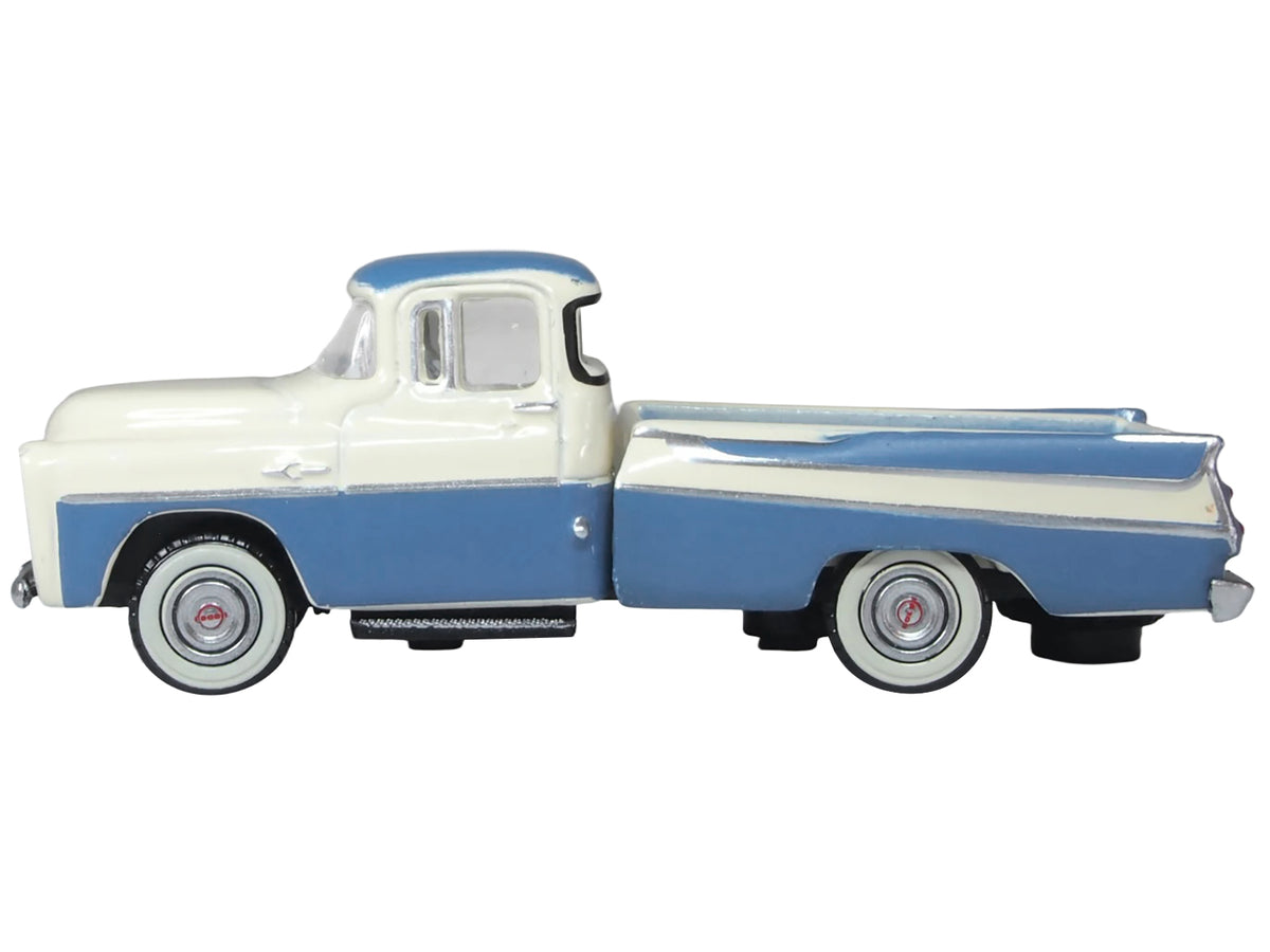 1957 Dodge D100 Sweptside Pickup Truck Ice Blue and Glacier White 1/87 (HO) Scale Diecast Model Car by Oxford Diecast - image 2