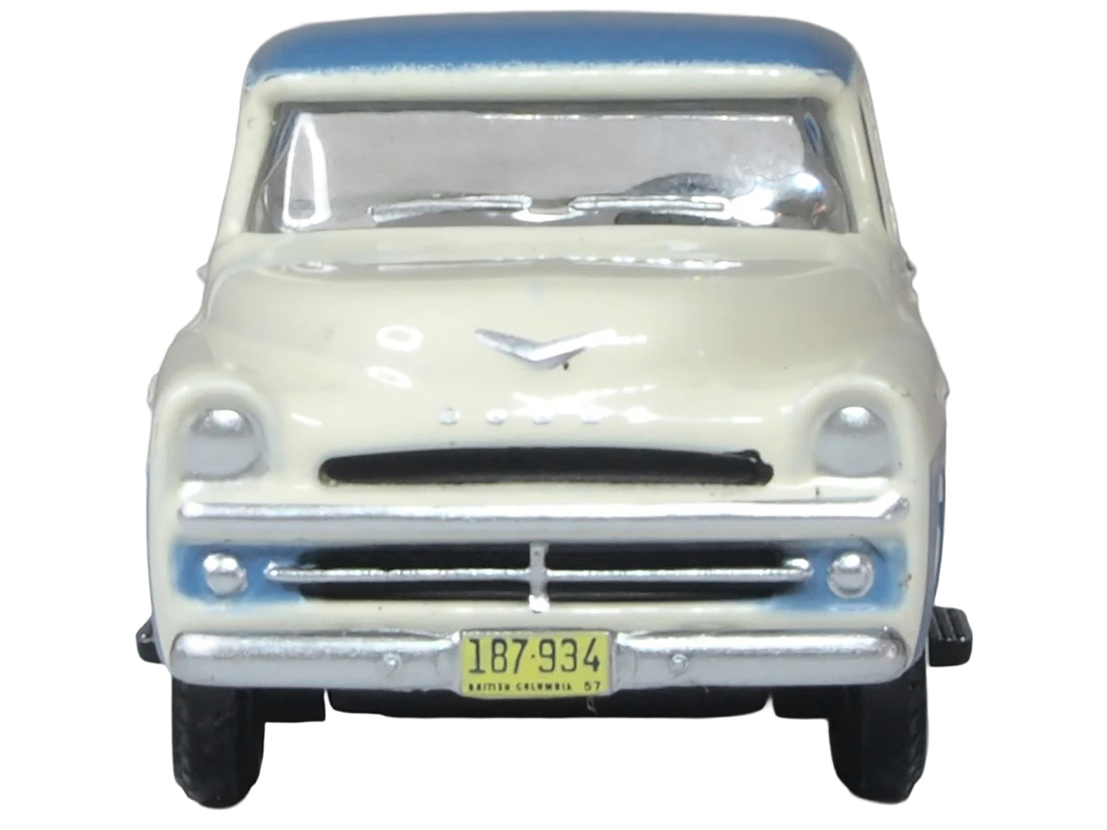 1957 Dodge D100 Sweptside Pickup Truck Ice Blue and Glacier White 1/87 (HO) Scale Diecast Model Car by Oxford Diecast - image 4