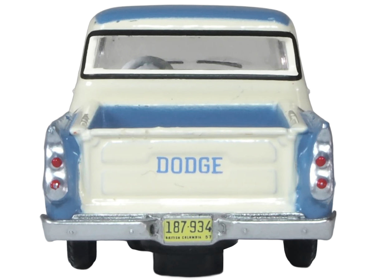 1957 Dodge D100 Sweptside Pickup Truck Ice Blue and Glacier White 1/87 (HO) Scale Diecast Model Car by Oxford Diecast - image 3