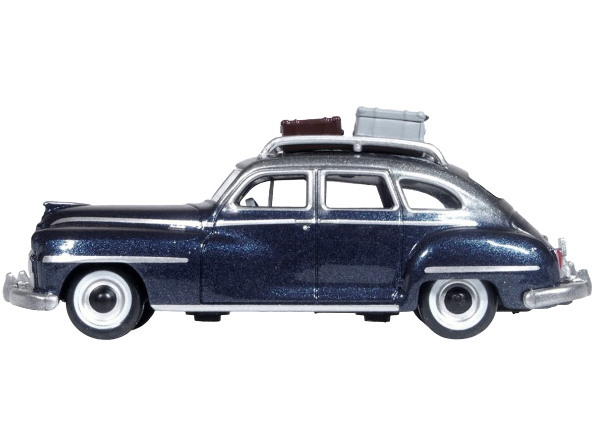 1946 DeSoto Suburban with Roof Rack and Luggage Butterfly Blue Metallic with Crystal Gray Top 1/87 (HO) Scale Diecast Model Car by Oxford Diecast - image 2
