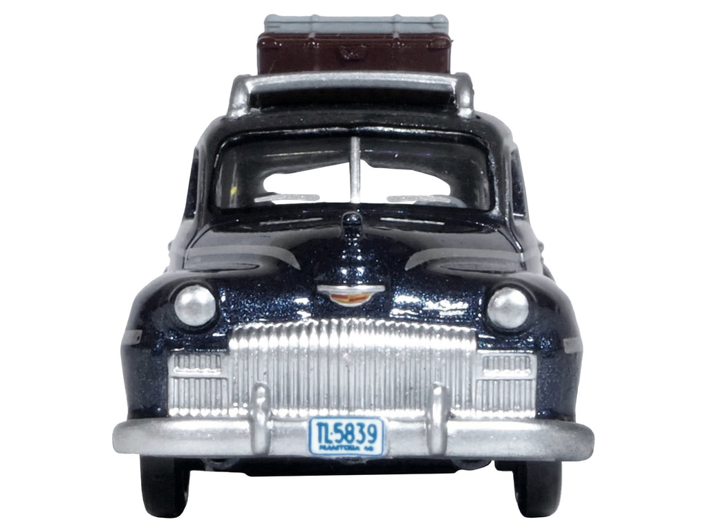 1946 DeSoto Suburban with Roof Rack and Luggage Butterfly Blue Metallic with Crystal Gray Top 1/87 (HO) Scale Diecast Model Car by Oxford Diecast - image 3