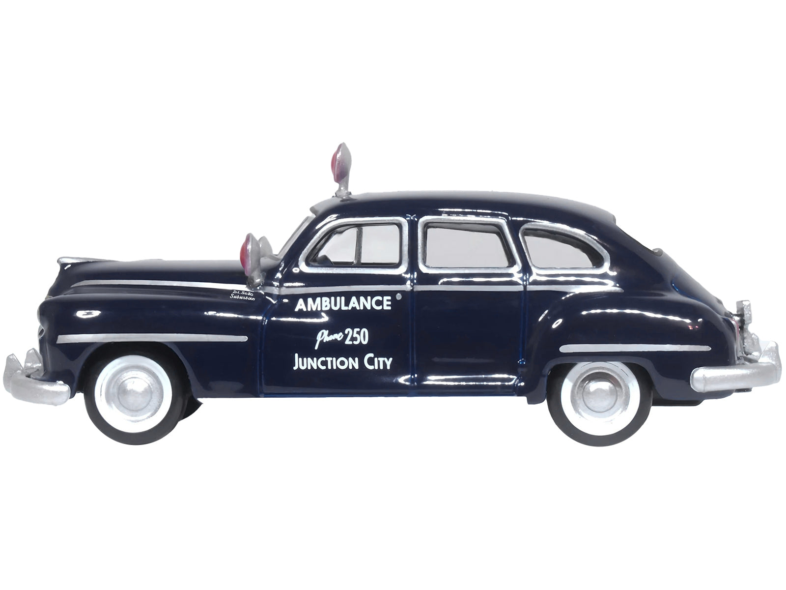 1946 DeSoto Suburban Ambulance Dark Blue "Junction City Ambulance" 1/87 (HO) Scale Diecast Model Car by Oxford Diecast - image 2