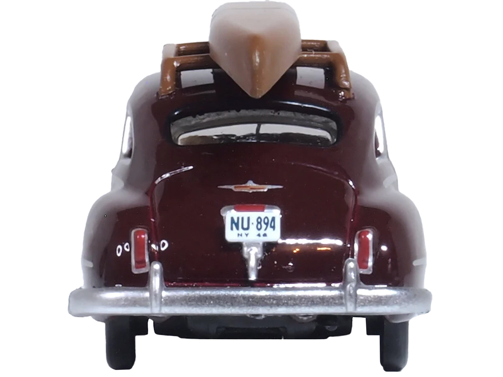 1946 DeSoto Suburban with Roof Rack and Canoe Royal Maroon 1/87 (HO) Scale Diecast Model Car by Oxford Diecast - image 3