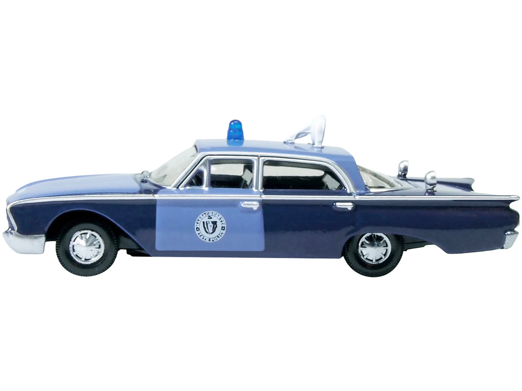 1960 Ford Fairlane Sedan "Massachusetts State Police Radar Car" Blue Two-Tone 1/87 (HO) Scale Diecast Model Car by Oxford Diecast - image 2