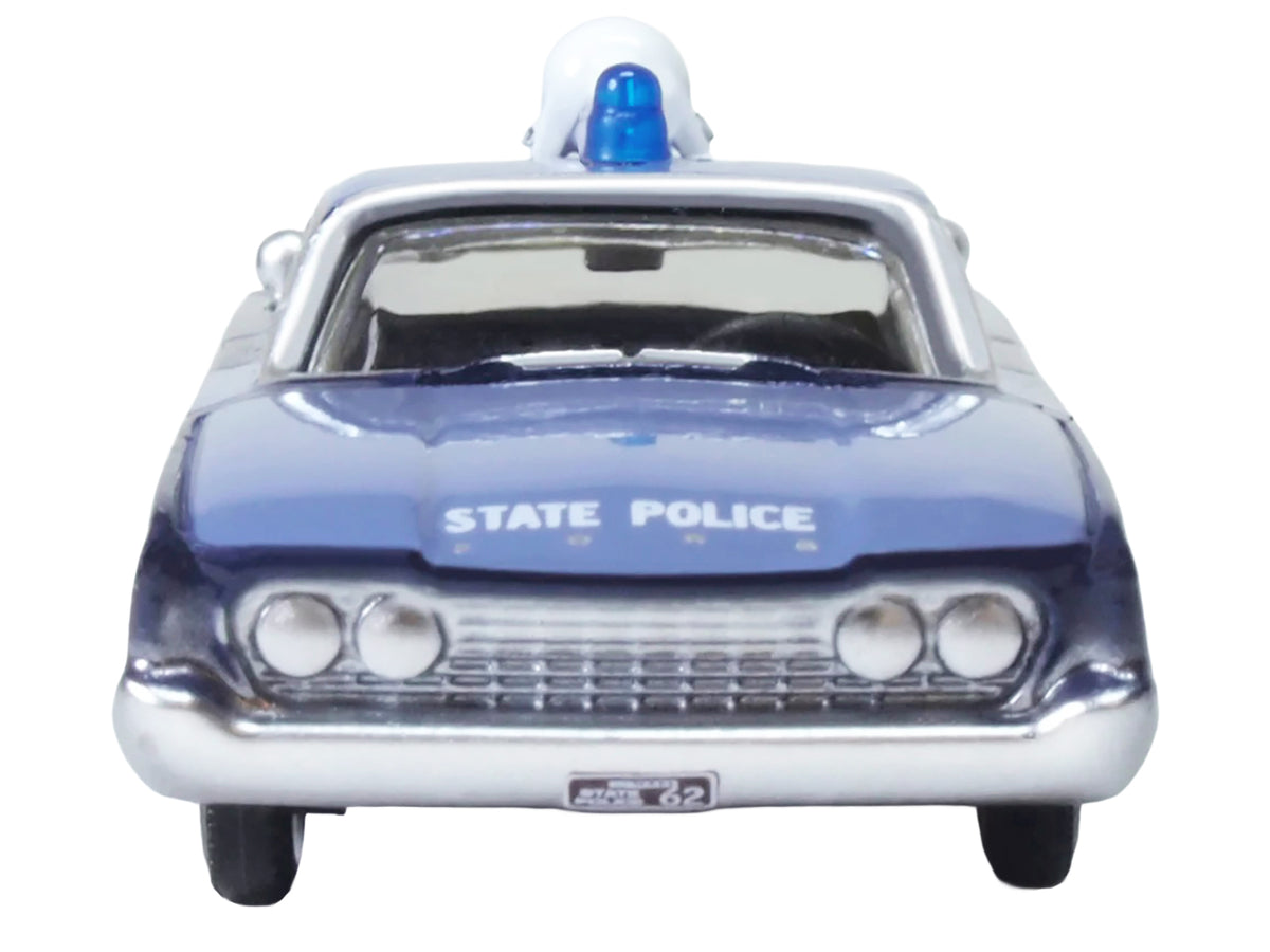 1960 Ford Fairlane Sedan "Massachusetts State Police Radar Car" Blue Two-Tone 1/87 (HO) Scale Diecast Model Car by Oxford Diecast - image 3