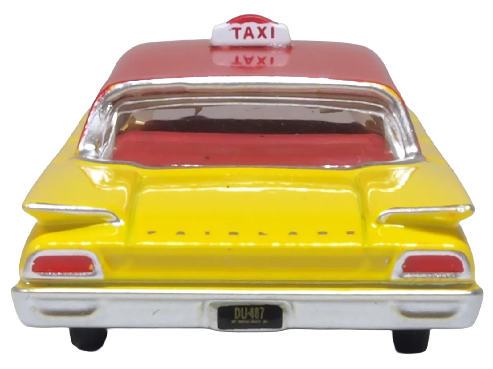 1960 Ford Fairlane Sedan "NYC Taxi" Yellow with Red Top and Interior 1/87 (HO) Scale Diecast Model Car by Oxford Diecast - image 5