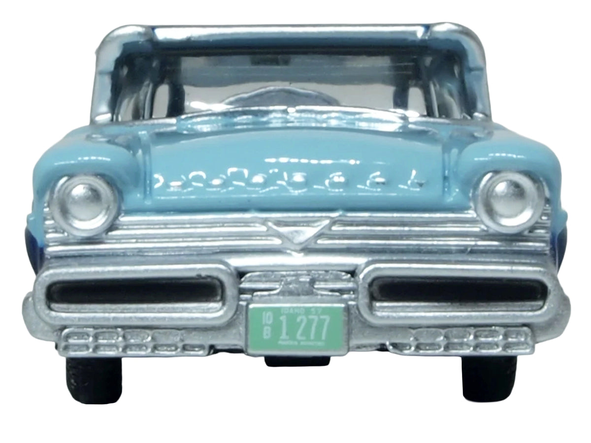 1957 Mercury Montclair Nantucket Blue Metallic and Pacific Blue Two-Tone 1/87 (HO) Scale Diecast Model Car by Oxford Diecast - image 4