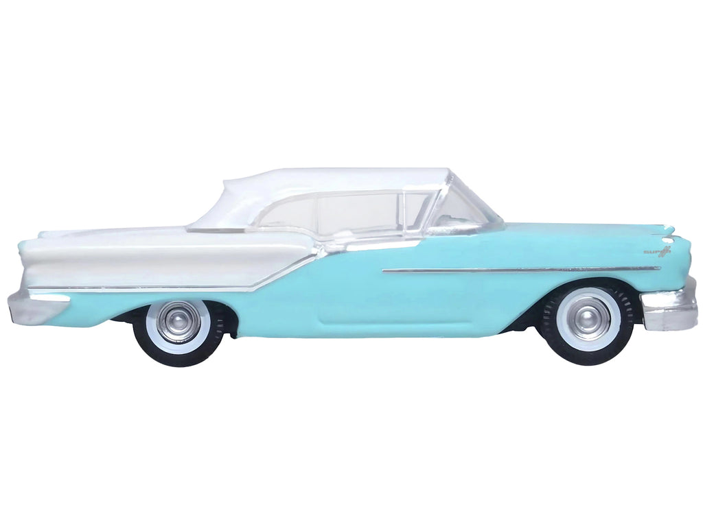 1957 Oldsmobile 88 Convertible (Top-Up) Banff Blue and Alcan White with White 1/87 (HO) Scale Diecast Model Car by Oxford Diecast - image 2