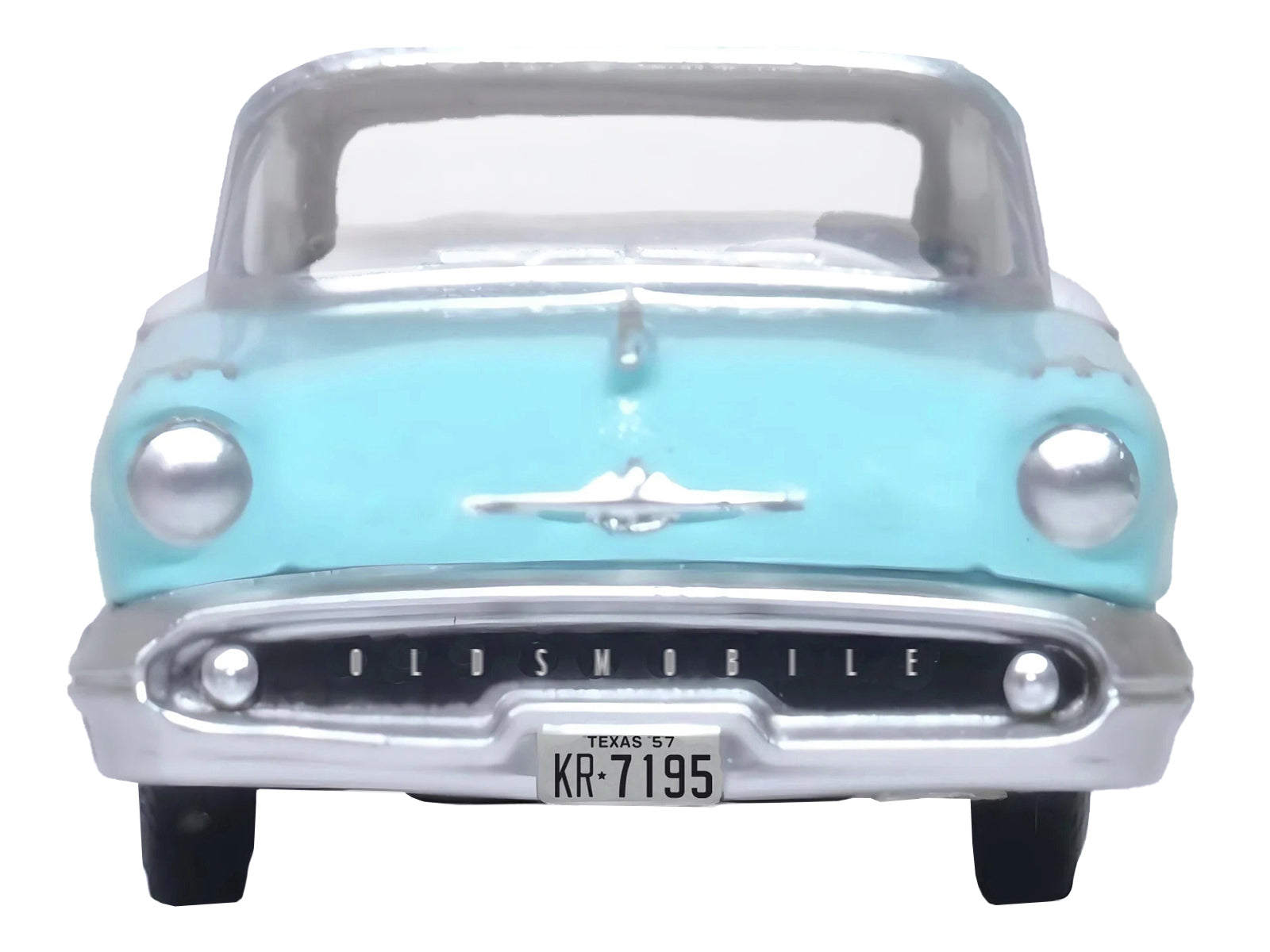 1957 Oldsmobile 88 Convertible (Top-Up) Banff Blue and Alcan White with White 1/87 (HO) Scale Diecast Model Car by Oxford Diecast - image 4