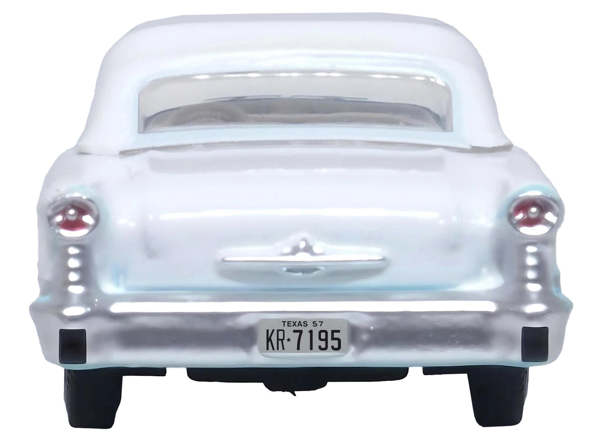 1957 Oldsmobile 88 Convertible (Top-Up) Banff Blue and Alcan White with White 1/87 (HO) Scale Diecast Model Car by Oxford Diecast - image 3