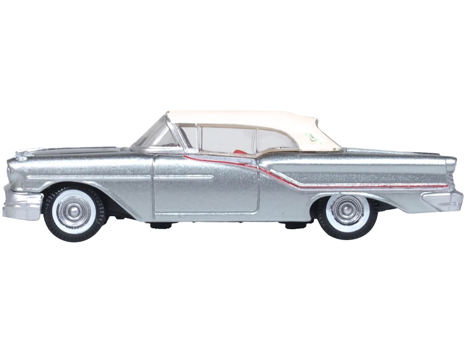 1957 Oldsmobile 88 Convertible (Top-Up) Juneau Gray with White Top and Red Interior 1/87 (HO) Scale Diecast Model Car by Oxford Diecast - image 2