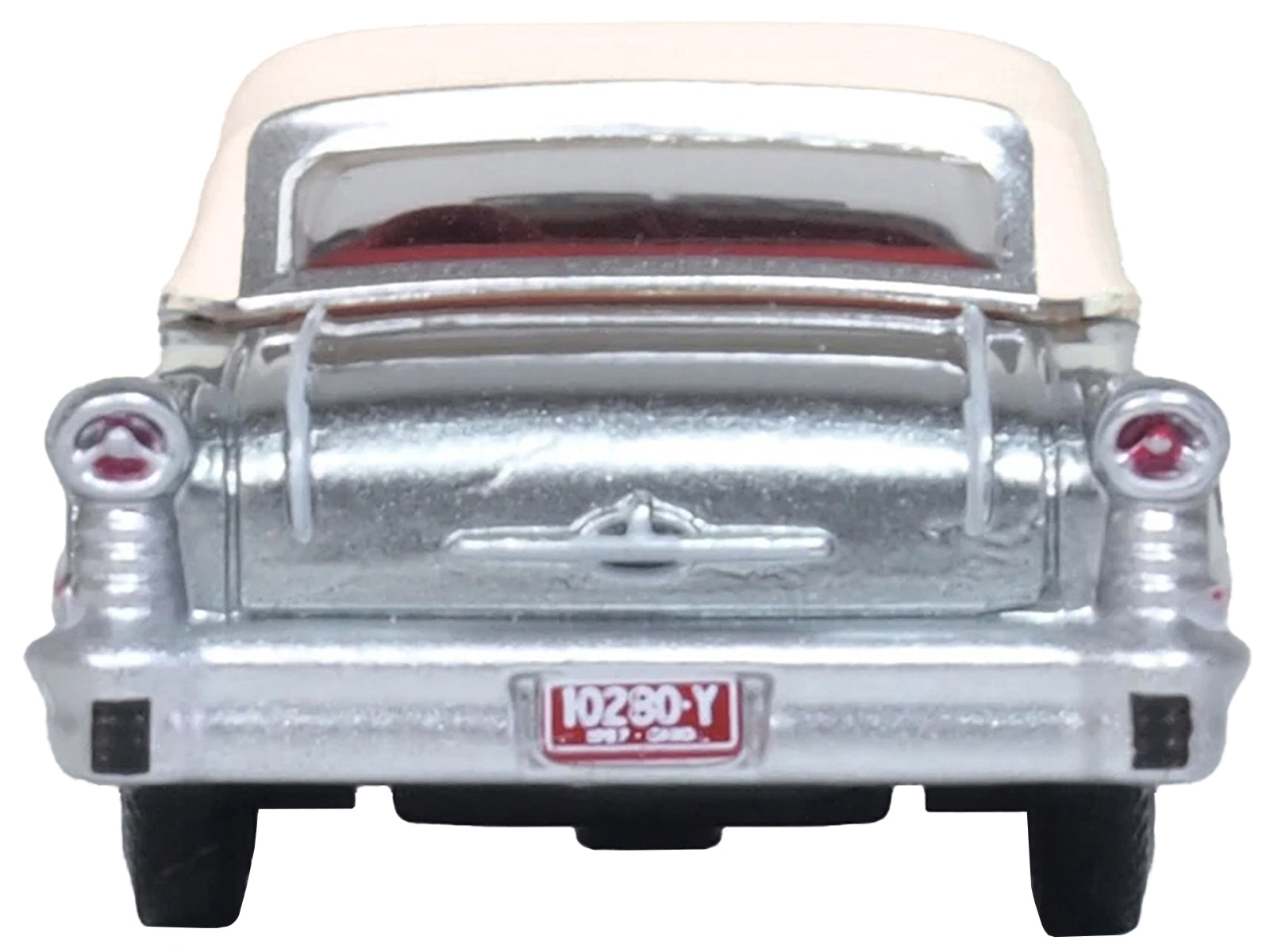 1957 Oldsmobile 88 Convertible (Top-Up) Juneau Gray with White Top and Red Interior 1/87 (HO) Scale Diecast Model Car by Oxford Diecast - image 4