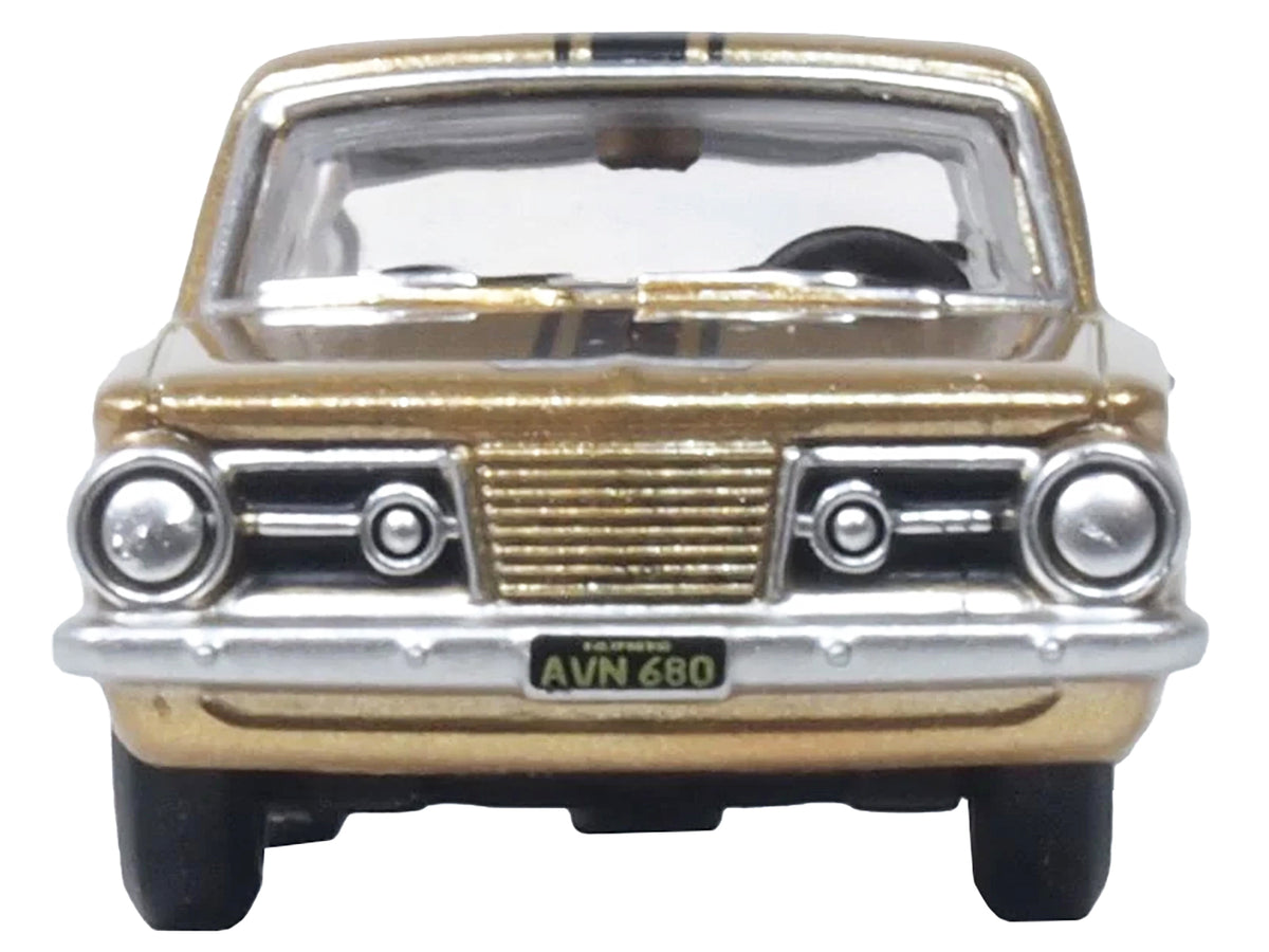 1965 Plymouth Barracuda Gold Metallic with Black Stripes 1/87 (HO) Scale Diecast Model Car by Oxford Diecast - image 3