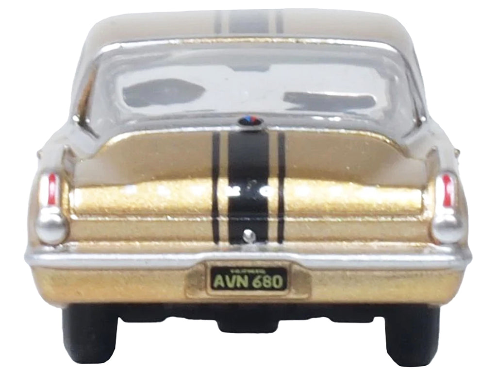 1965 Plymouth Barracuda Gold Metallic with Black Stripes 1/87 (HO) Scale Diecast Model Car by Oxford Diecast - image 4
