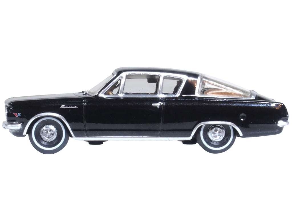 1965 Plymouth Barracuda Black with Gold Stripes 1/87 (HO) Scale Diecast Model Car by Oxford Diecast - image 2