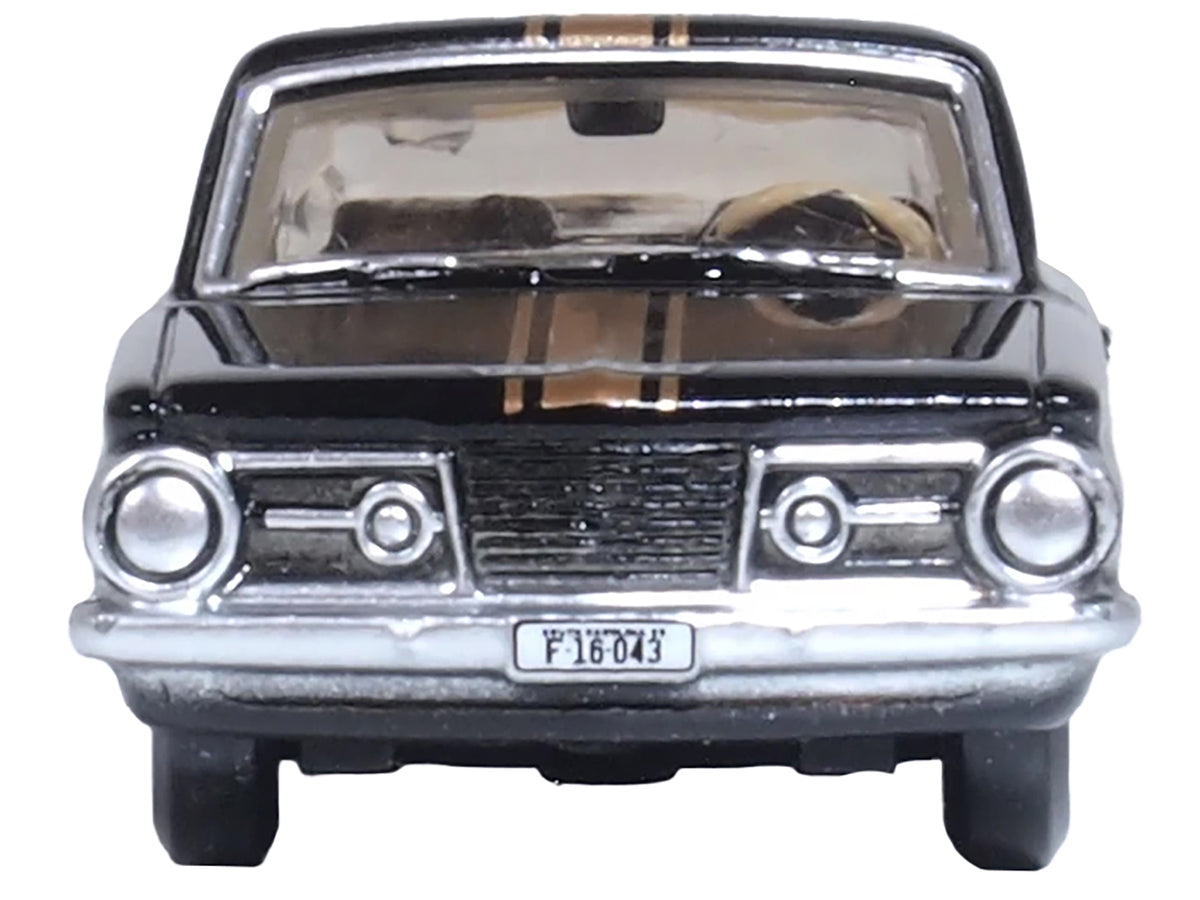 1965 Plymouth Barracuda Black with Gold Stripes 1/87 (HO) Scale Diecast Model Car by Oxford Diecast - image 3