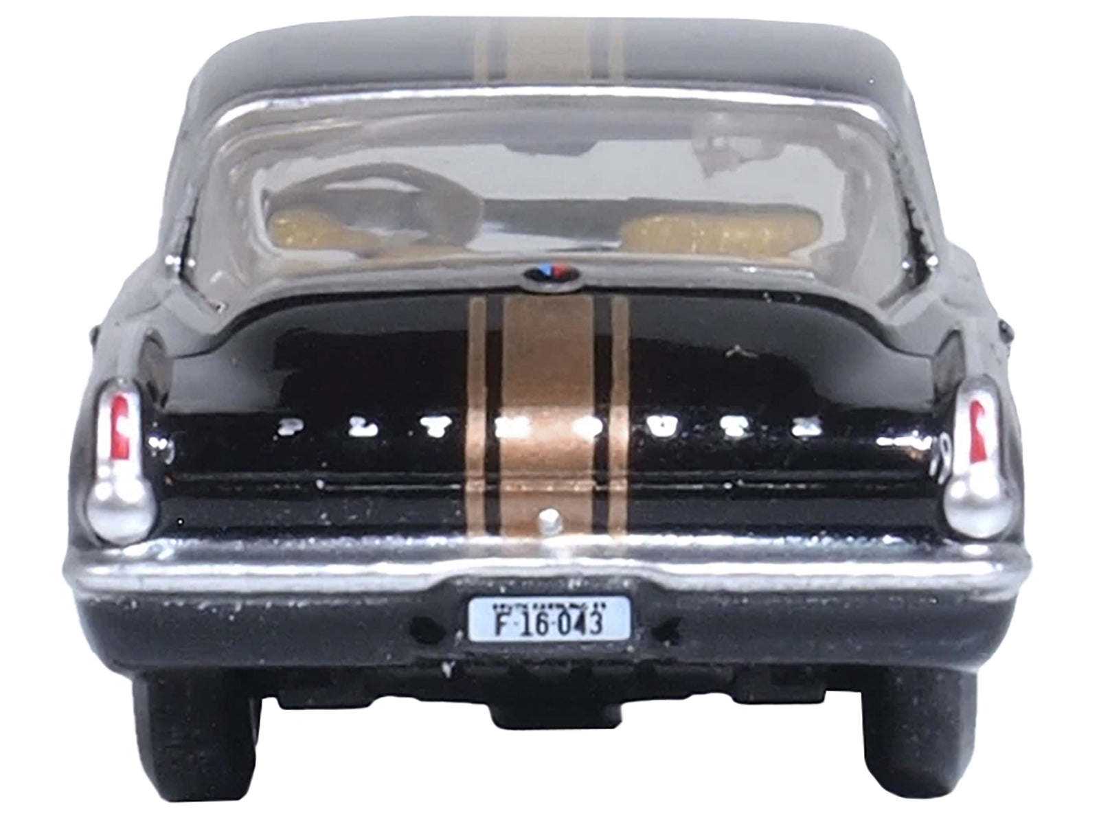 1965 Plymouth Barracuda Black with Gold Stripes 1/87 (HO) Scale Diecast Model Car by Oxford Diecast - image 4